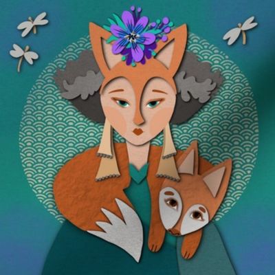 Fox Woman paper cut