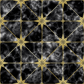 Black marble and gold star tile