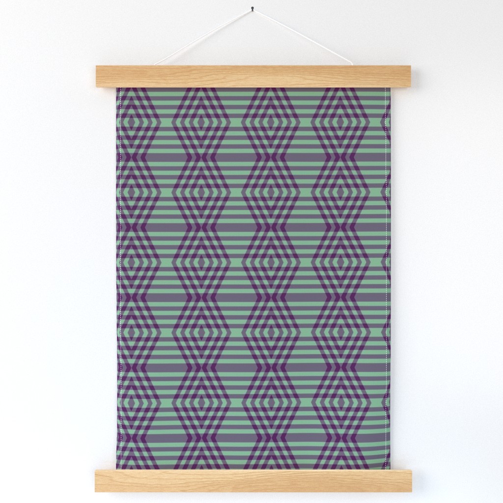 JP6 - Medium -Buffalo Plaid Diamonds on Stripes in Royal Purple and Ocean View Green Pastel