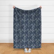 BAMBOO - LIGHT BLUE ON DARK BLUE, TEXTURED, LARGE SCALE