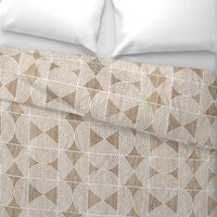 Boho Tribal Woodcut Neutral Geometric Shapes on Natural Wood