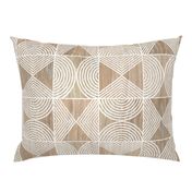 Boho Tribal Woodcut Neutral Geometric Shapes on Natural Wood