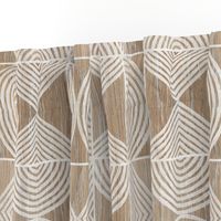 Boho Tribal Woodcut Neutral Geometric Shapes on Natural Wood