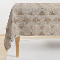 Boho Tribal Woodcut Neutral Geometric Shapes on Natural Wood