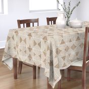 Boho Tribal Woodcut Neutral Geometric Shapes on Natural Wood