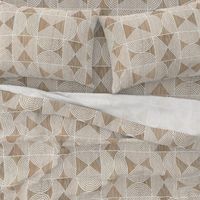 Boho Tribal Woodcut Neutral Geometric Shapes on Natural Wood