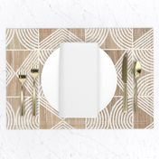 Boho Tribal Woodcut Neutral Geometric Shapes on Natural Wood