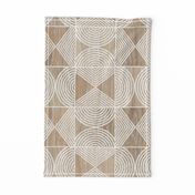 Boho Tribal Woodcut Neutral Geometric Shapes on Natural Wood