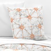 White marble and copper star tile