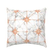 White marble and copper star tile