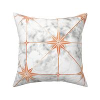 White marble and copper star tile