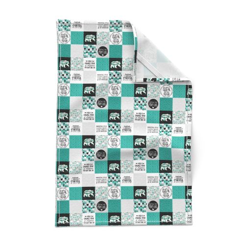 1.5 inch MomLife//Coffee//Turquoise- Wholecloth cheater Quilt