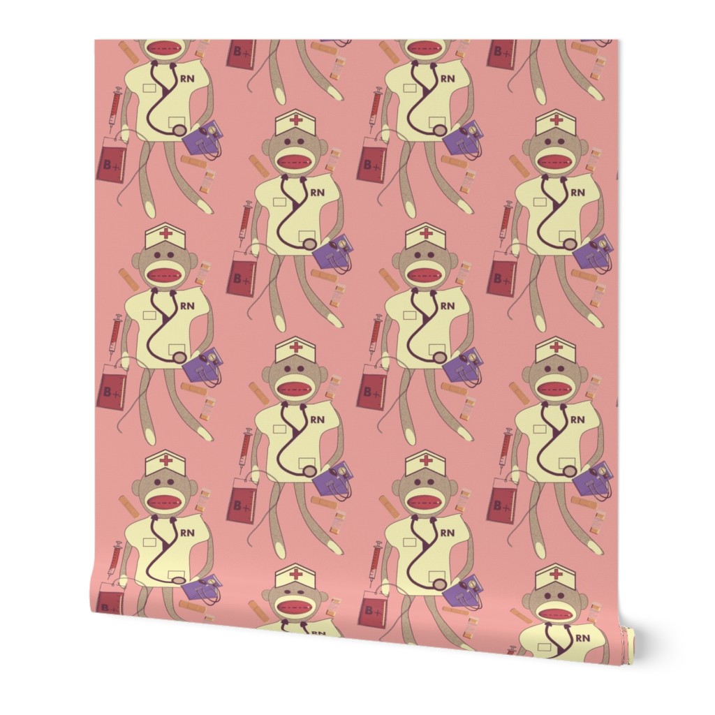 Sock Monkey RN Retro Pink