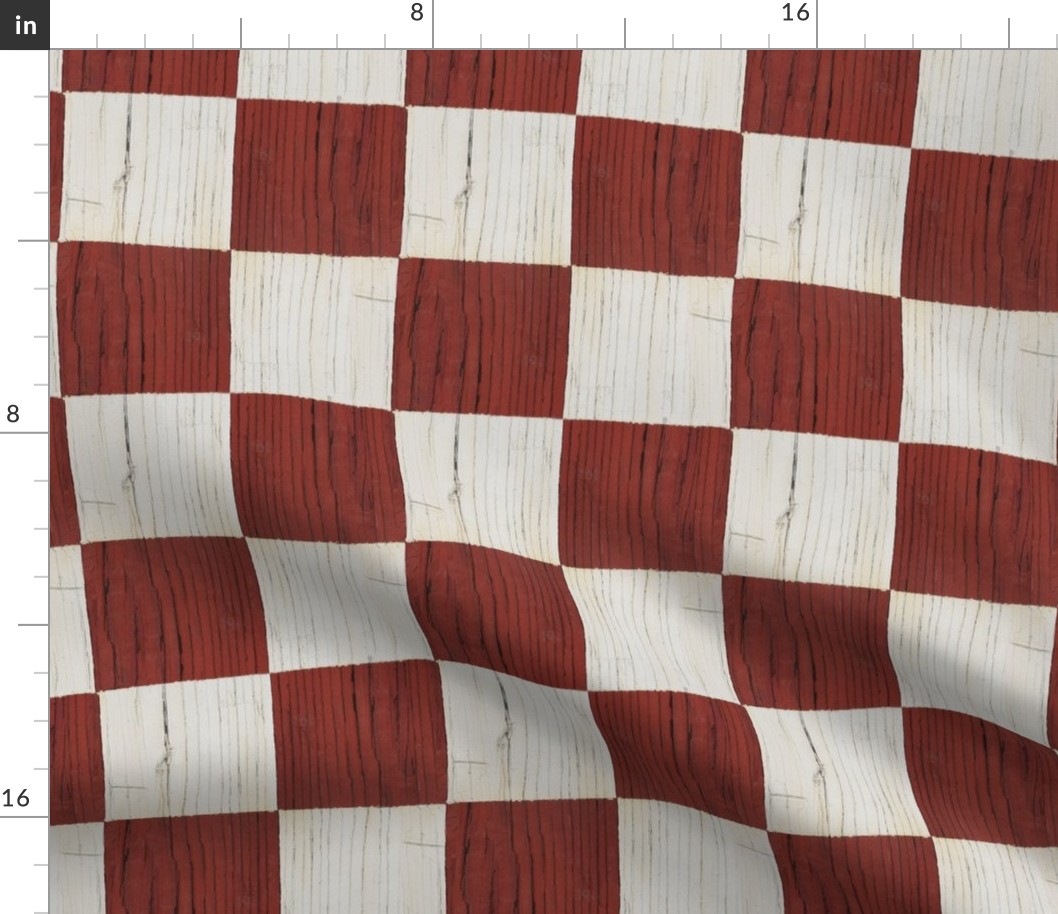 Red Checkers Wood Grain