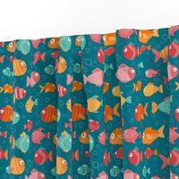 Colorful Rainbow Fish Under The Sea teal