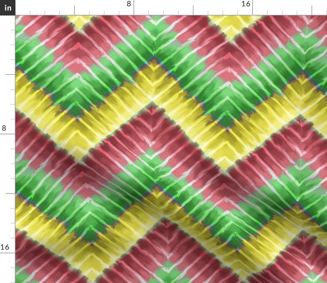 Tie Dye Chevron in Christmas colors Green Red and Yellow