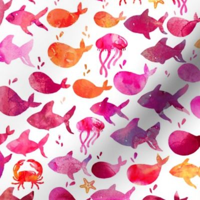 Under The Sea Pink Watercolor Fish - Medium