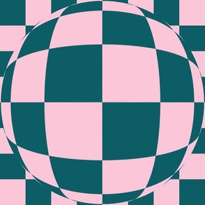 JP1 - Large -  Bubbly Op Art Checks in Aquamarine and Pastel Pink