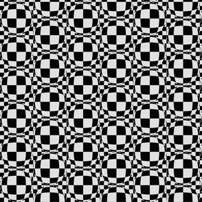 JP2  - Small -   Bubbly Op Art Checks in Grey and Black