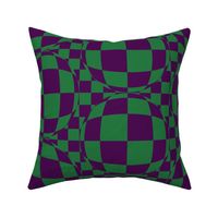 JP6 -  Large - Bubbly Op Art  Checks in  Purple and Grass Green