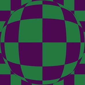 JP6 -  Large - Bubbly Op Art  Checks in  Purple and Grass Green