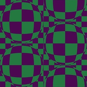 JP6 -   Medium - Bubbly Op Art Checks in  Purple and Grass Green