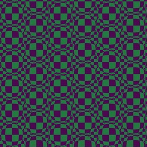 JP6 -  Small -  Bubbly Op Art Checks in  Purple and Grass Green