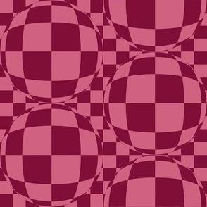 JP7 -   Medium - Bubbly Op Art Checks in Rosty Red and Rustic Pink
