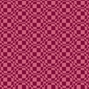 JP7 -   Small - Bubbly Op Art Checks in Rosy Red and Rustic Pink