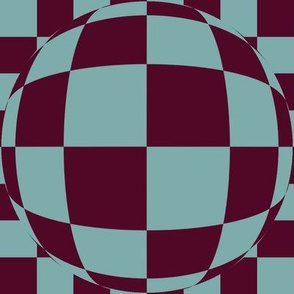 JP8 -  Large - Bubbly Op Art Checks in  Burgundy and  Pastel Teal