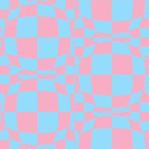 JP11 -  Medium -  Bubbly Op Art Checks in Pink and Baby Blue