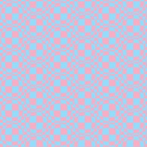 JP11 -  Small - Bubbly Op Art Checks in Pastel Pink and Baby Blue