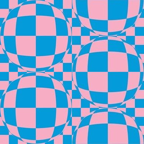 JP11 -  Medium - Bubbly Op Art Checks  in Pink and Blue
