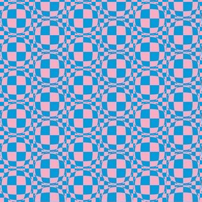 JP11 -  Small - Bubbly Op Art Checks  in Pink and Blue