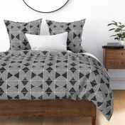 Boho Tribal Woodcut Neutral Geometric Shapes on Ebony Wood