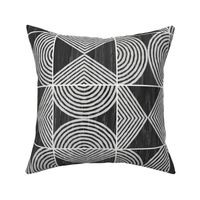 Boho Tribal Woodcut Neutral Geometric Shapes on Ebony Wood