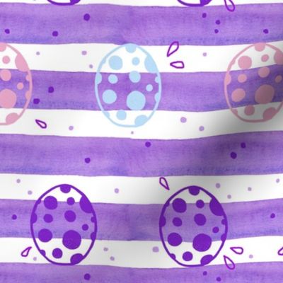 Spotted Easter Eggs on Purple Stripes