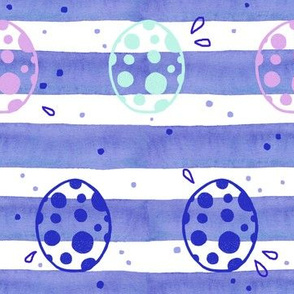 Spotted Easter Eggs on Blue Stripes