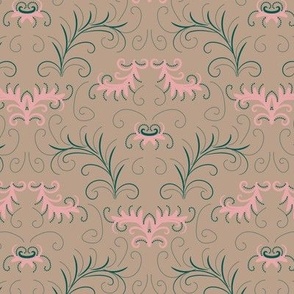 botanical damask in muted colors by rysunki_malunki