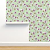 Pressed Flowers green and lilac