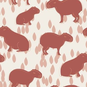 Capybaras, pink, drops, bold, graphic