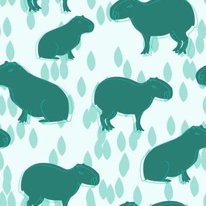 Capybaras, turquoise, drops, bold, graphic