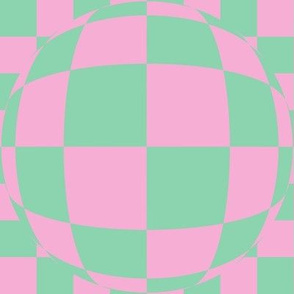 JP12 -  Large - Bubbly Op Art Checks in Pink and Green Pastels