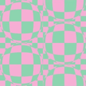 JP12 - Medium - Bubbly Op Art  Checks in Pink and Green Pastels