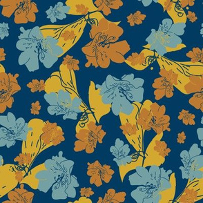 garden blooms on navy blue by rysunki_malunki