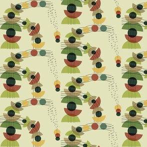Mid-century Funky Abstract Celery Green