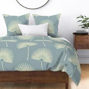 Boho Sunshine Palm Leaves on blue-gray