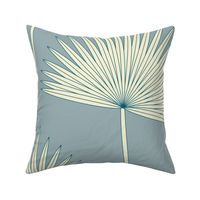 Boho Sunshine Palm Leaves on blue-gray