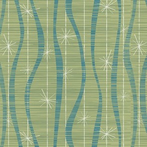 Ribbons and Stars blue green