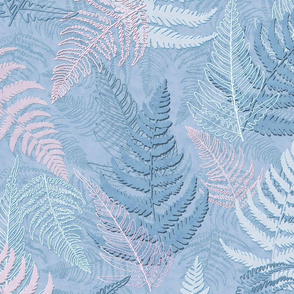 Large Blue Ferns with a touch of Pink